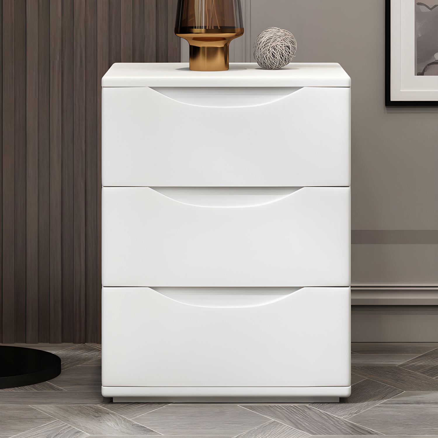 3 Drawers Contemporary Accent Table Nightstand Antique Finish Nightstand - image 6