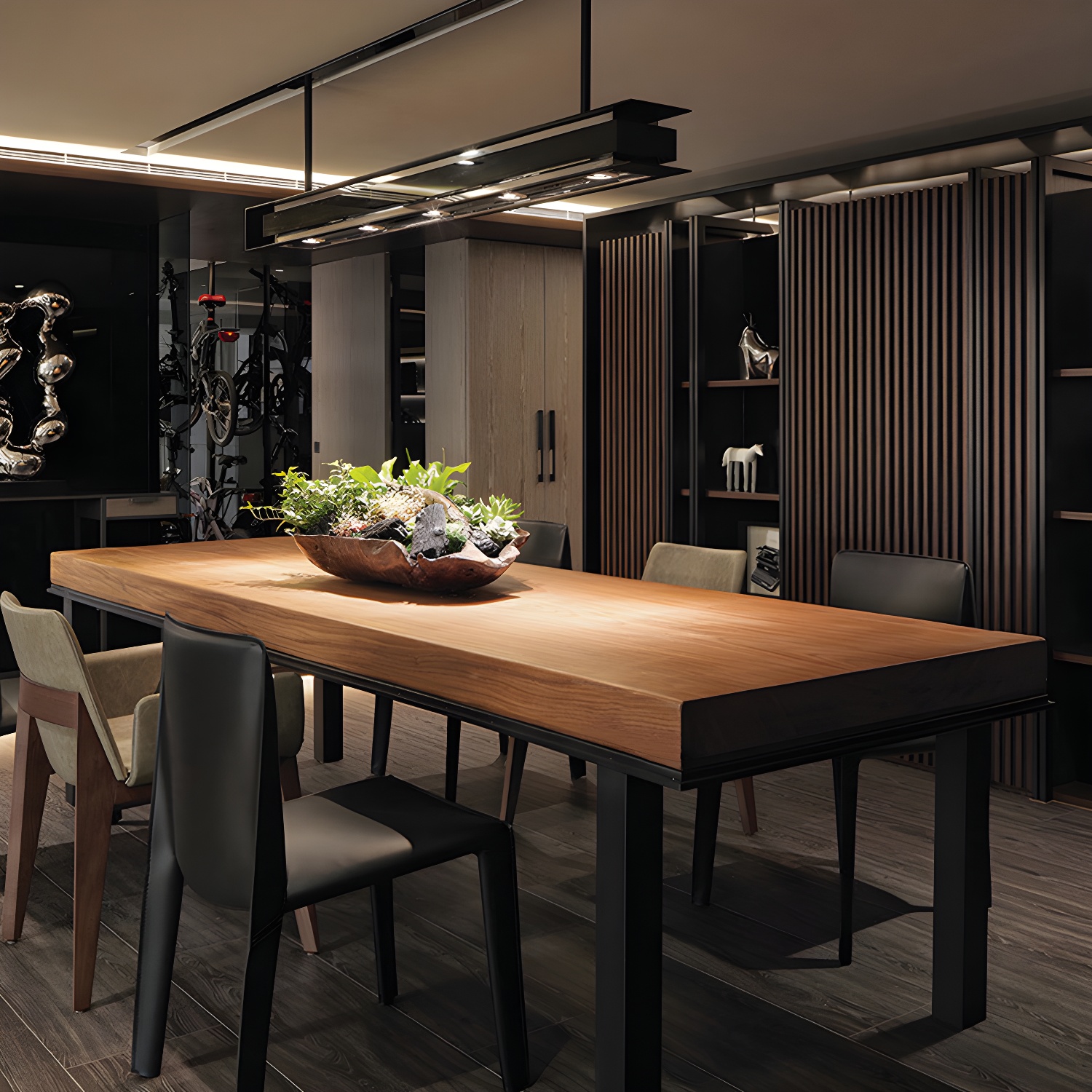 Industrial Rectangle Dining Table Pine Solid Wood Table with 4 Black Metal Legs - image 11