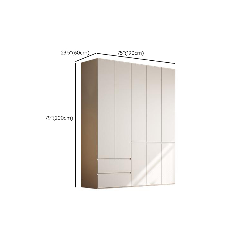 Chalk Modern Natural Wood Standalone Almirah with Soft Close Drawer, Interior Shelves, and Hanging Rod - image 27