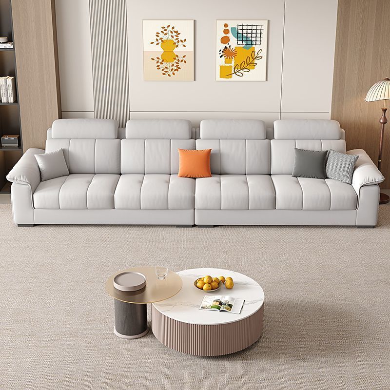 Straight Scratch-repellent Sofa with Side Pocket and Horizontal Flared Arm, Includes 1 Ottoman - image 4