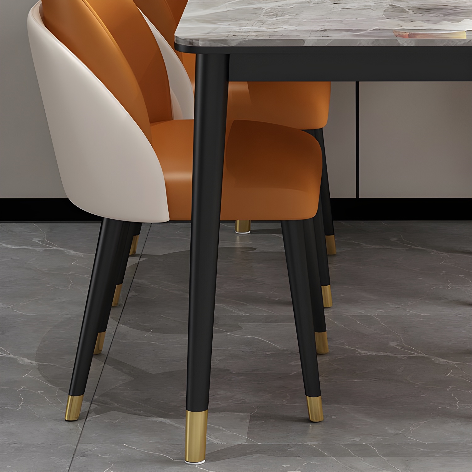 Glam Iron Dining Table Set 1/2/5/7 Pieces Rectangle Dinette Set with Sintered Stone Top - image 8