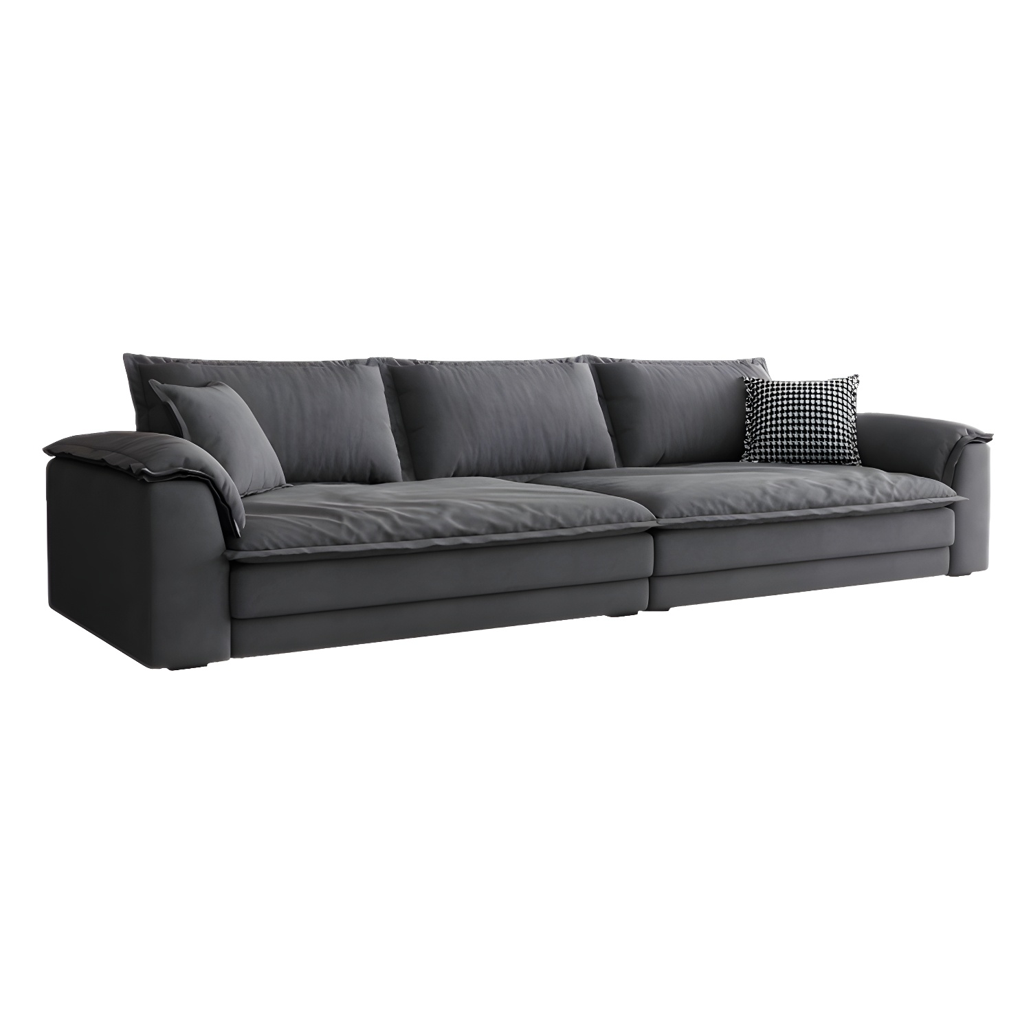 Modern Gray Abrasive Cloth Upholstered Stationary Sectional Sofa with Wood Frame - image 5