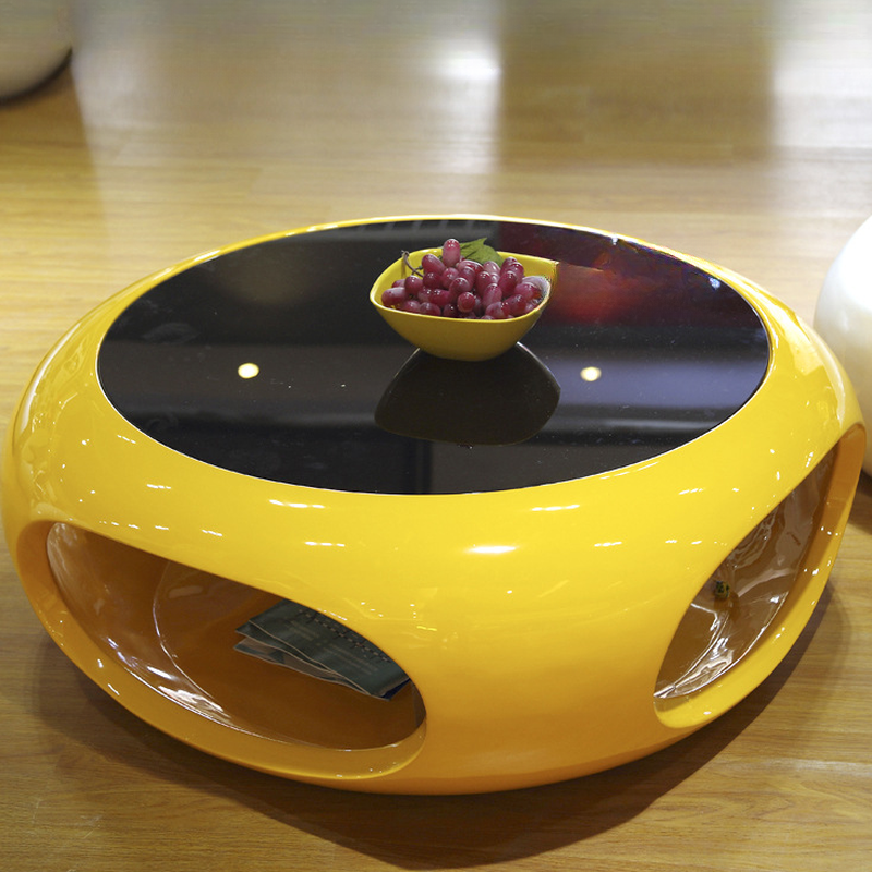 Simple Ink Oval/Rounded Hardened Glass Single Accent Table with Container & Abstract Base - image 3