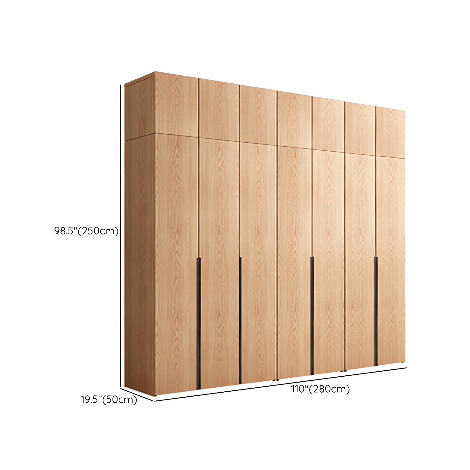 Contemporary Freestanding Natural Wardrobe Oak Solid Wood Wardrobe with Shelves - image 33