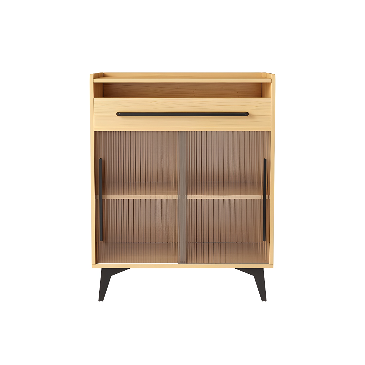 Scandinavian Wood Sideboard Credenza with Acrylic Doors and Drawers - image 13