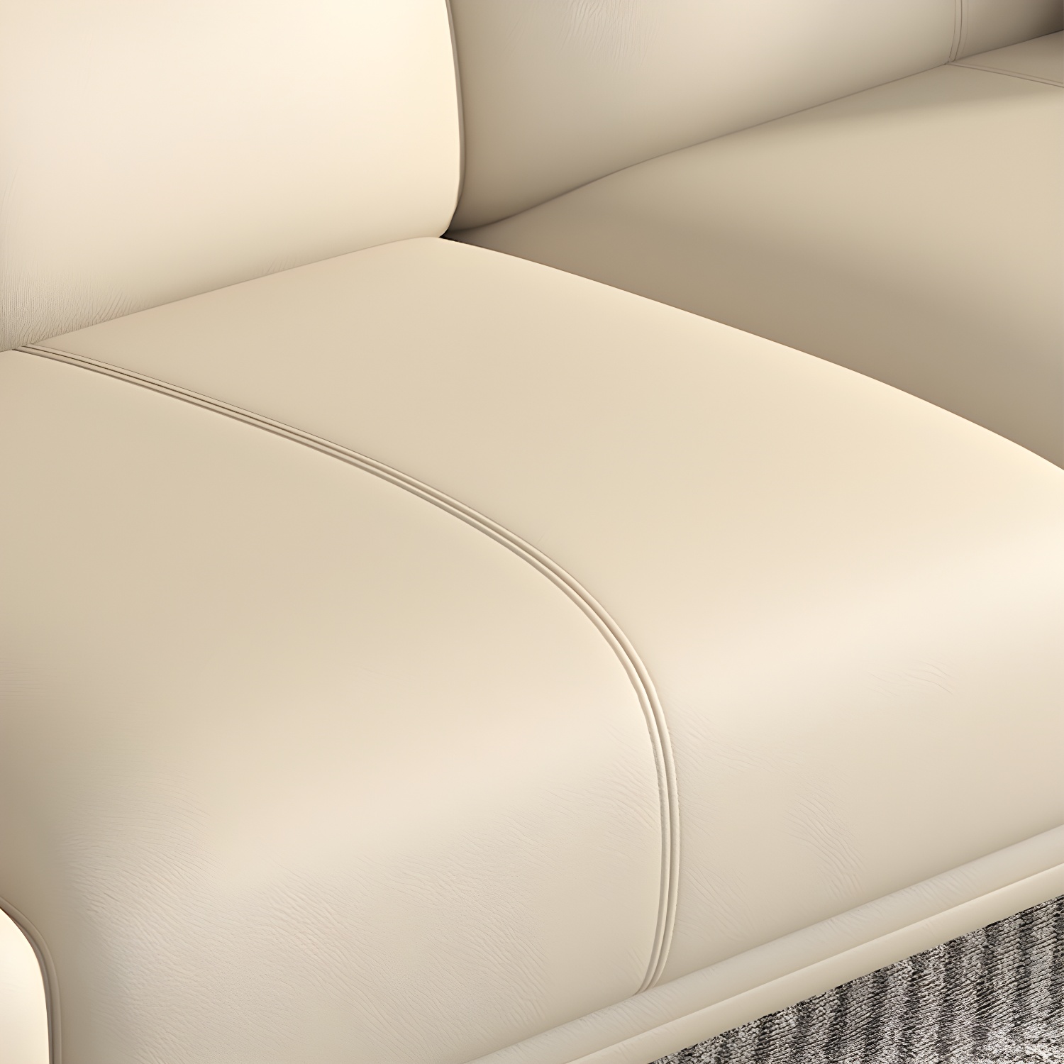 Faux Leather Flared Arm Sofa in Beige of 37.4" H with Cushions - image 7