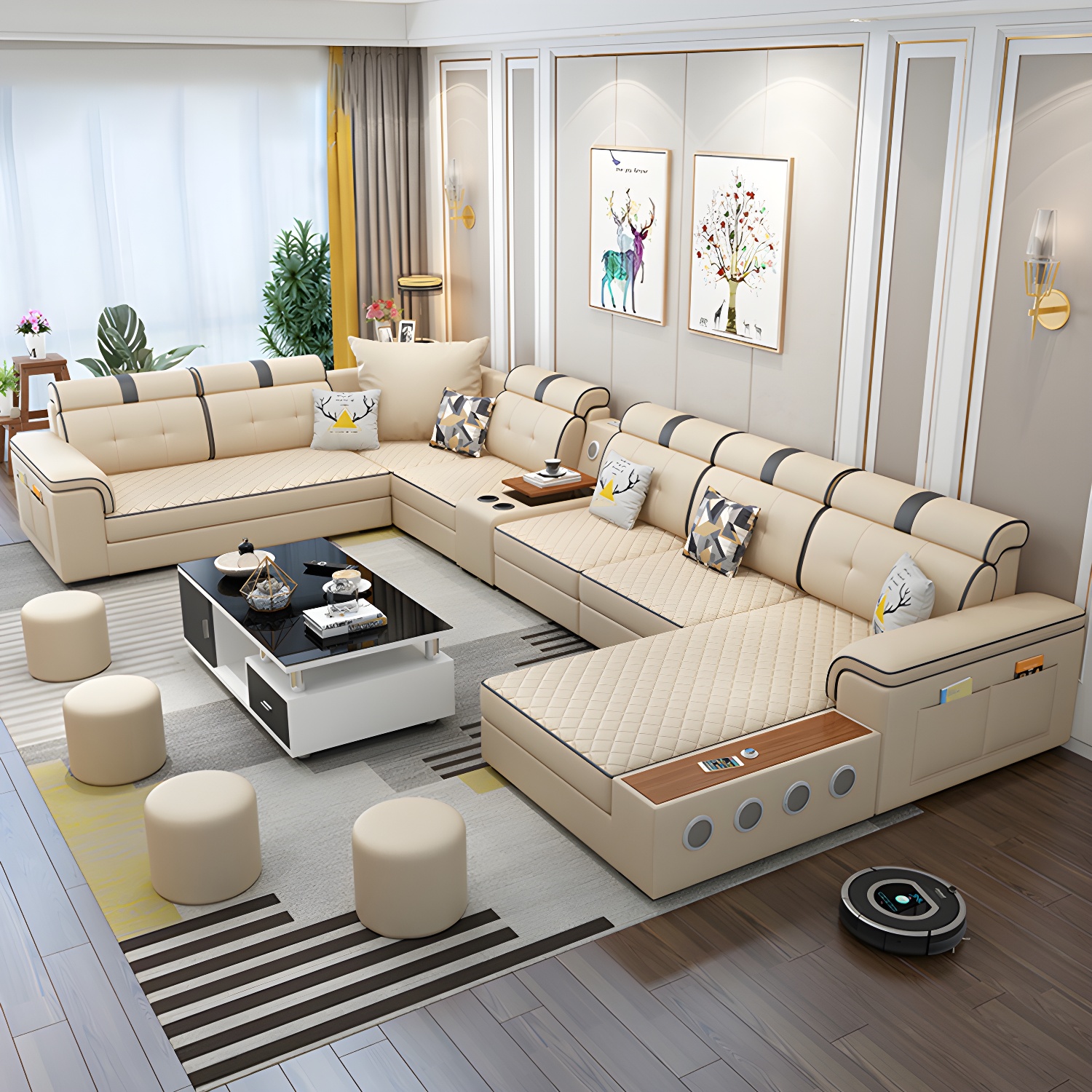 Modern Faux Leather Sofa Stain-Resistant Pillow Top Arm Furniture Sectionals - image 7