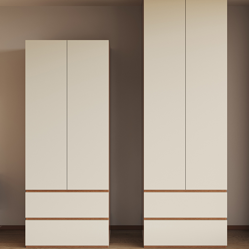 White Modish Manufactured Wood Armoire Cabinet with Soft Close Drawer, Soft Close Door, Interior Shelves, and Clothing Rod