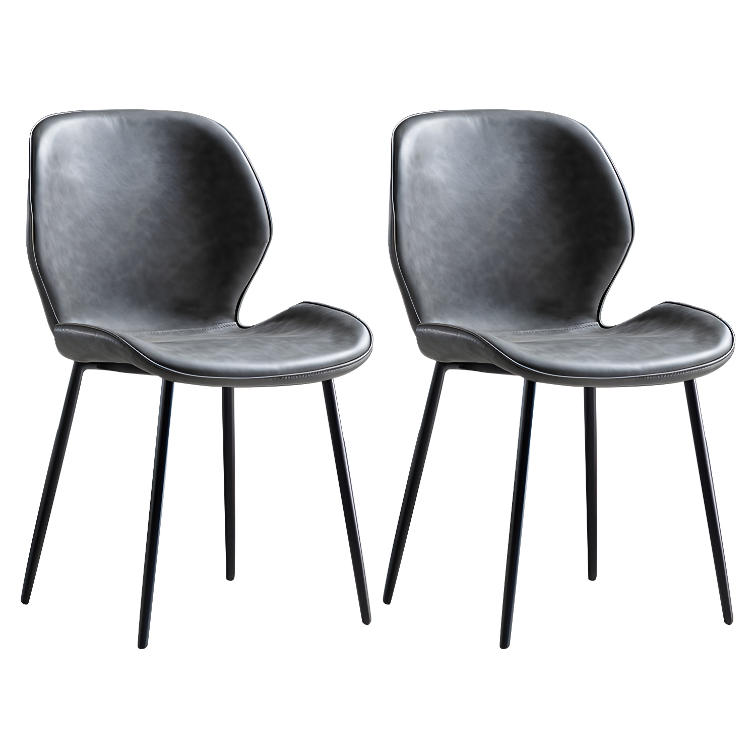 Scandinavian Leather Home Side Chair Matte Finish Wingback Dining Chair (Set of 2) - image 4