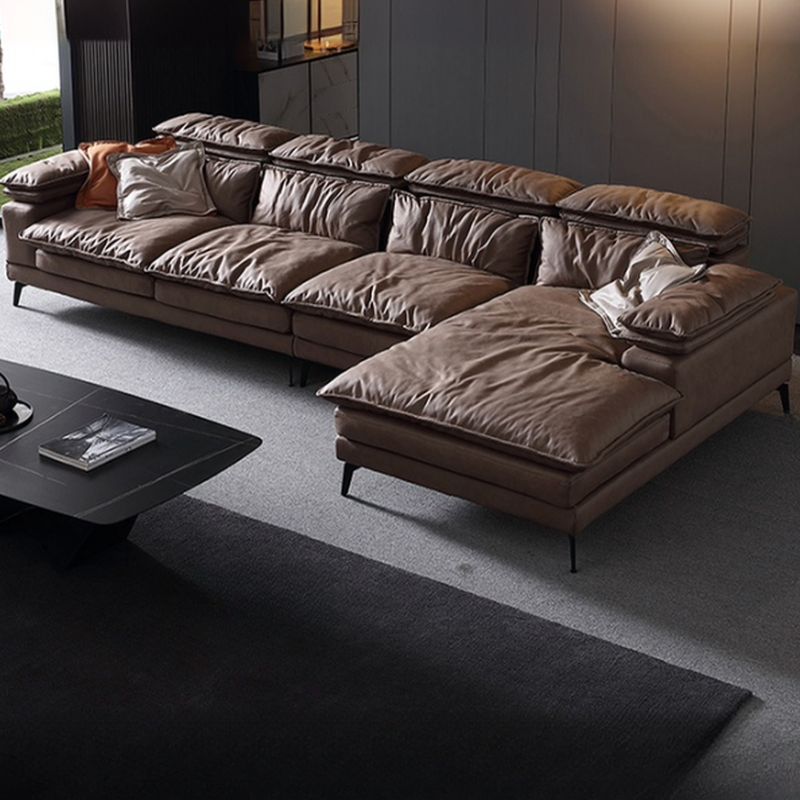 Cocoa Straight/L-Shape Horizontal/Left Hand Facing Sofa Couch/Sofa Recliner in a Contemporary Style