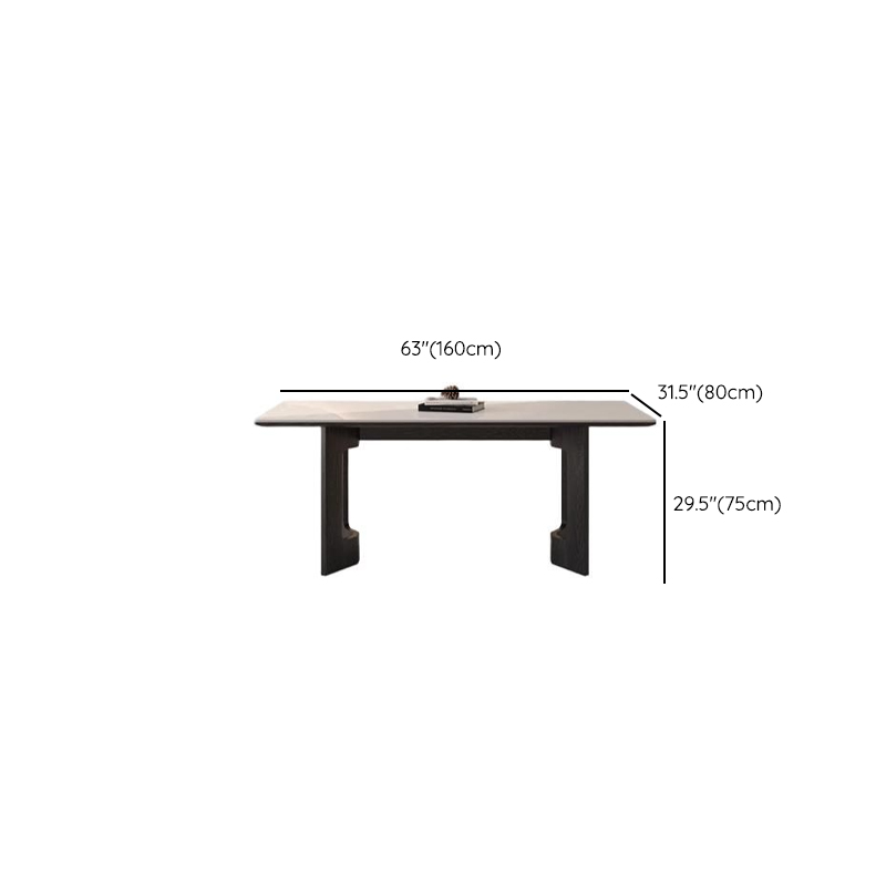 Slate Dining Table Set with Two-sided Pedestal, Padded Chair, and Back for 4 People - 5-piece in White - image 11