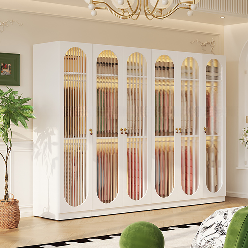 White Modish Manufactured Wood Armoire Cabinet with Adaptable Shelf, Soft Close Door, and Clothing Rod