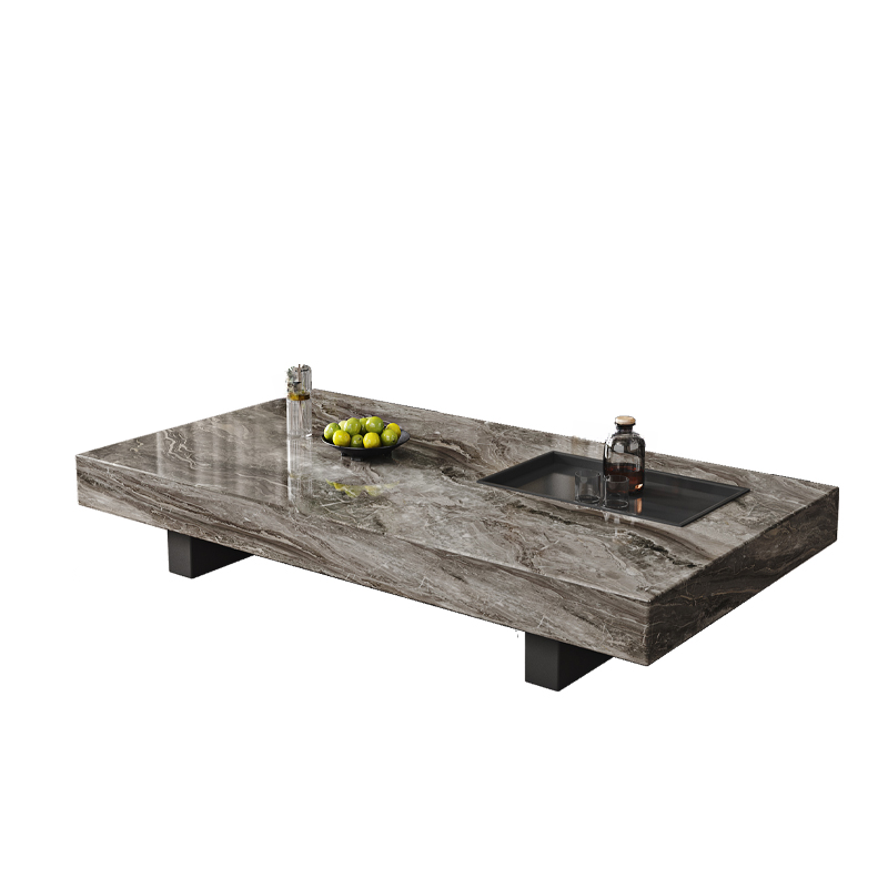 Sleek Sleigh Base Side Table with Geometric Square Top for Foyer Use