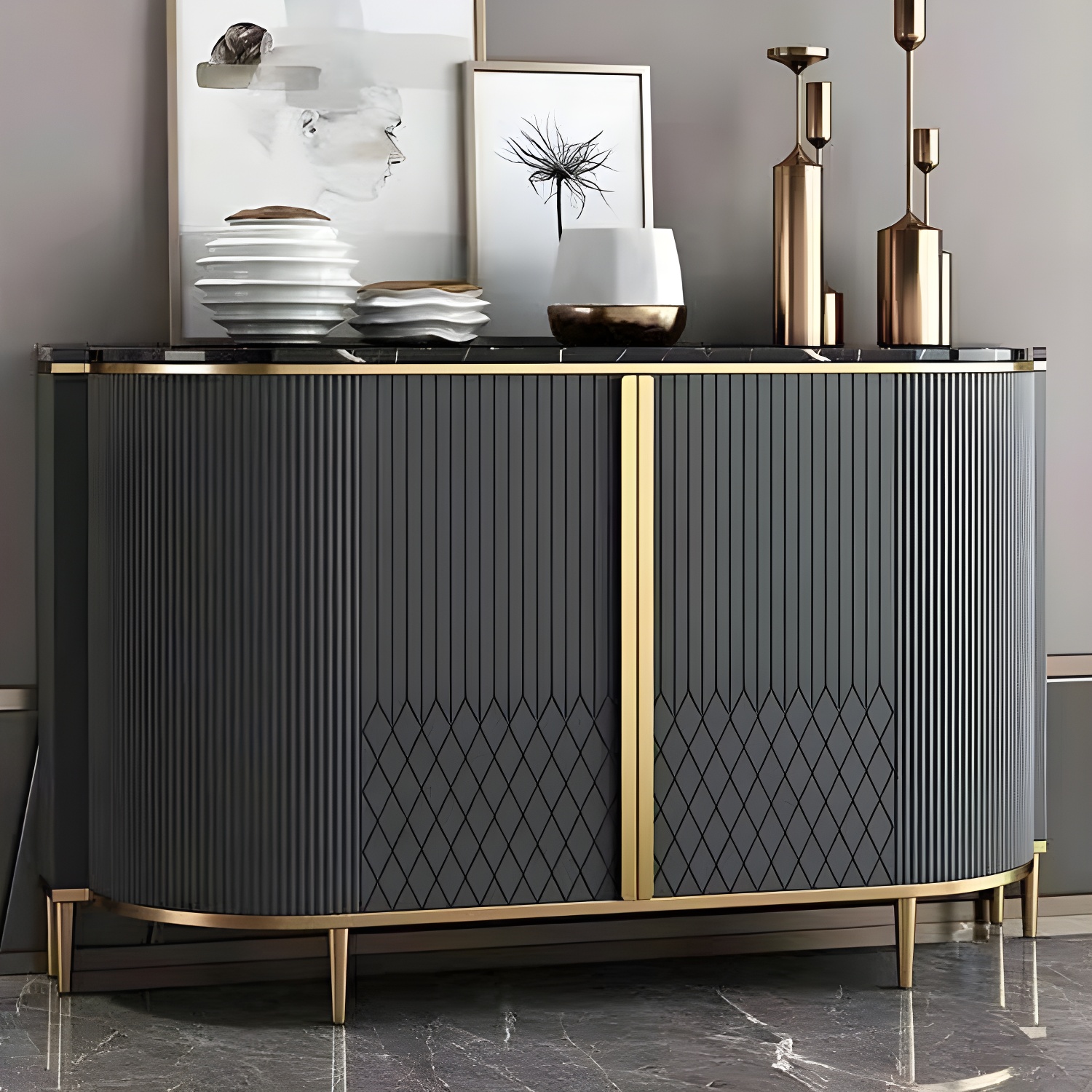 Marble Sideboard Modern & Contemporary Side Board with Cabinets - image 14