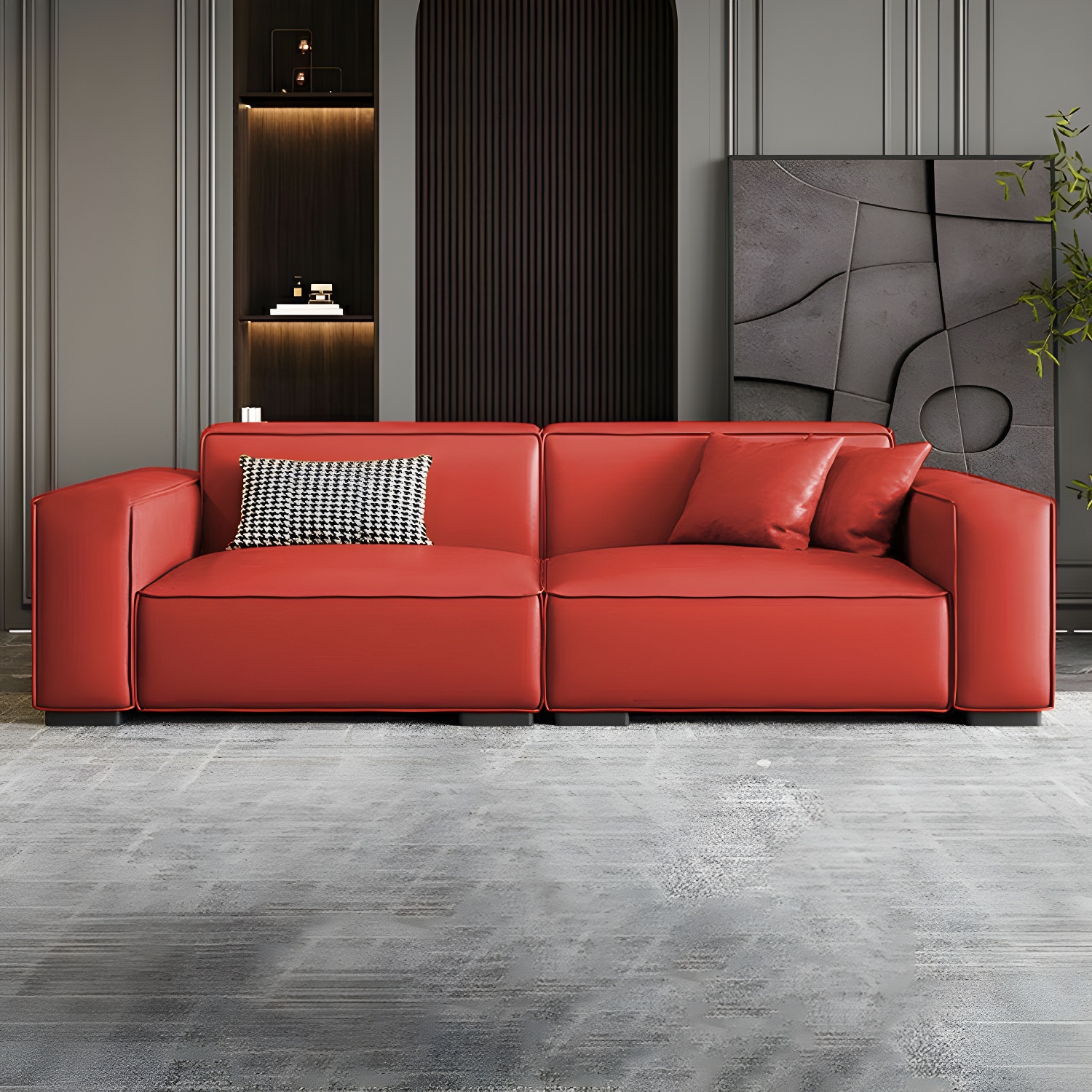 Extra Long Modern Wood Sofa with Stain Resistant Fabric and Seat for 5 People - image 14