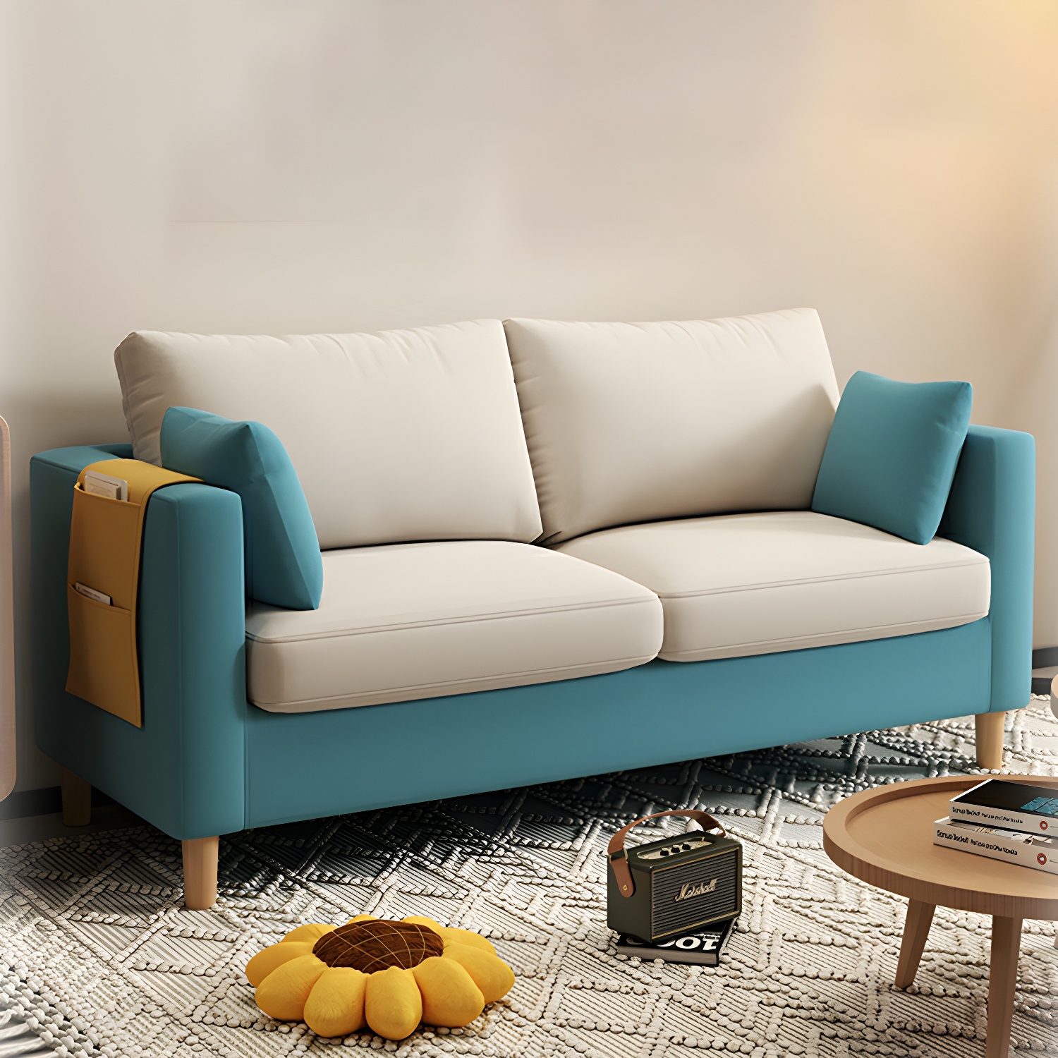 Contemporary Square Arm Loveseat with Machine Washable Cover and Pillows - image 17