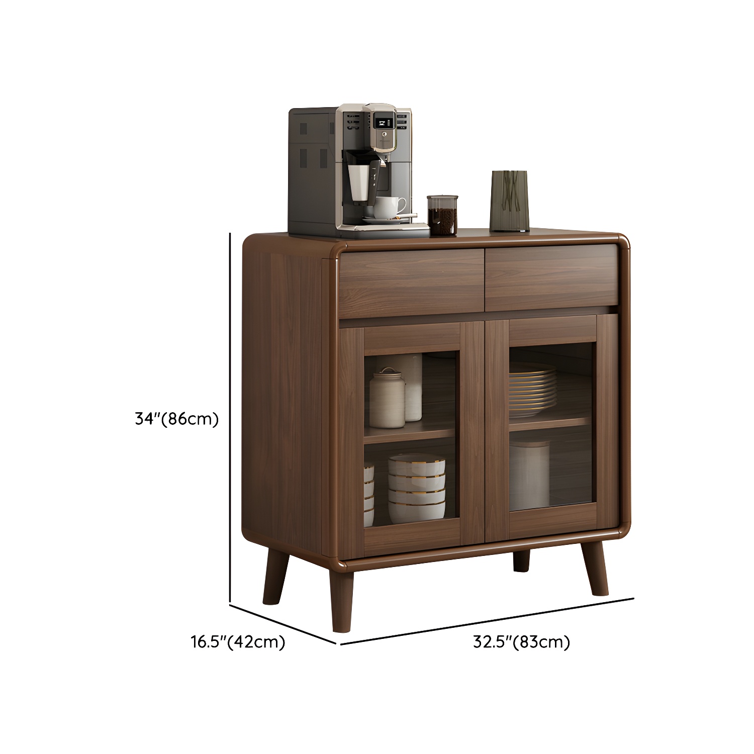 Modern Brown Wood Sideboard with Cabinets and Drawers - Stylish and Functional Buffet for Storage - image 12