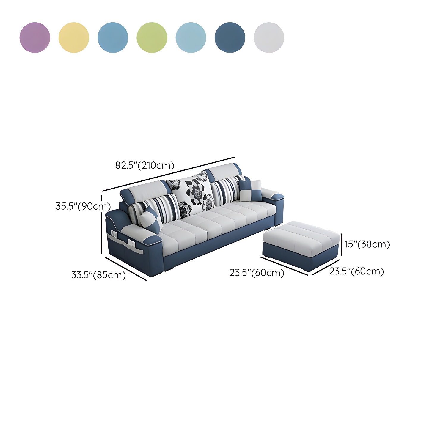 Reversible L-Shape Scandinavian Sectional Sofa with Ottoman and Adjustable Headrest in 2 Piece Set - image 19