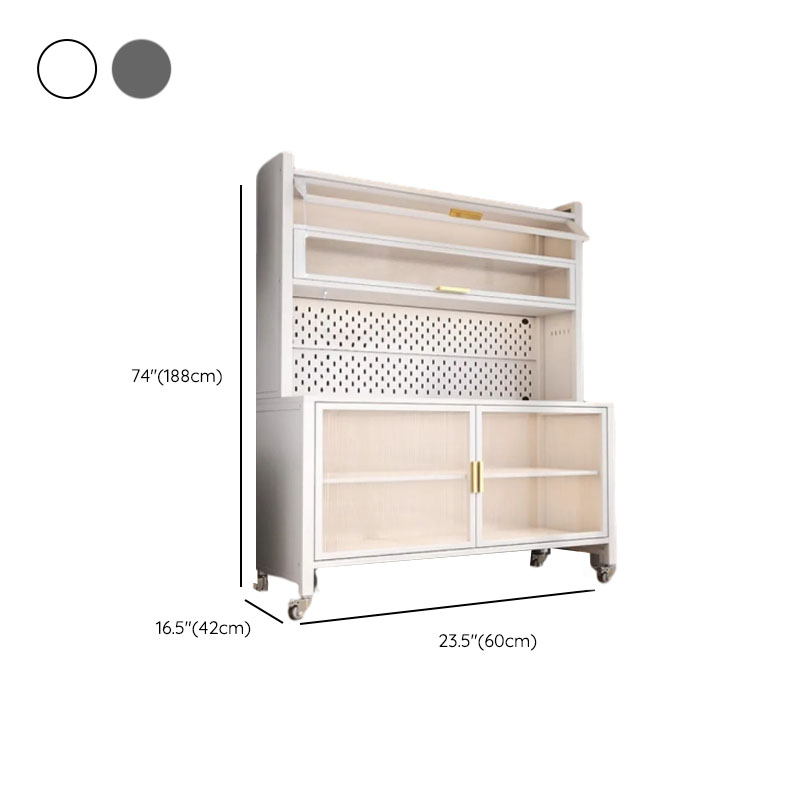 Narrow Steel Countertop Sideboard with Wheels, Cupboard, Changeable Shelf, and 3/4 Doors - image 14
