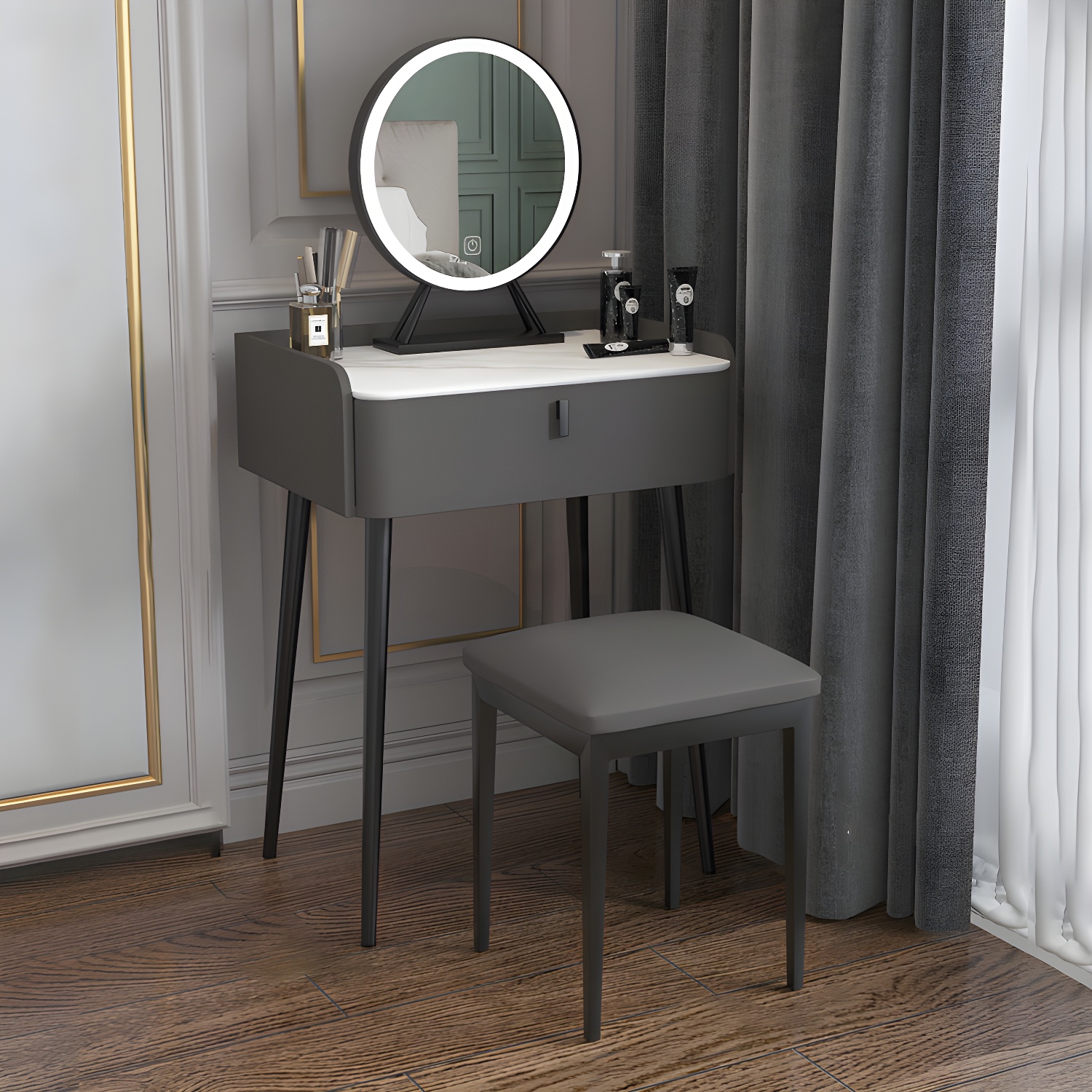 15" Wide Contemporary Make-up Vanity Mirror Dressing Table with Drawer