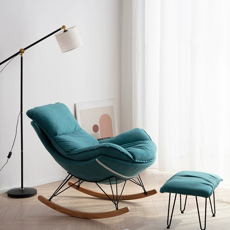 Modern Upholstered Rocking Chair Set with Slipcover and Ottoman