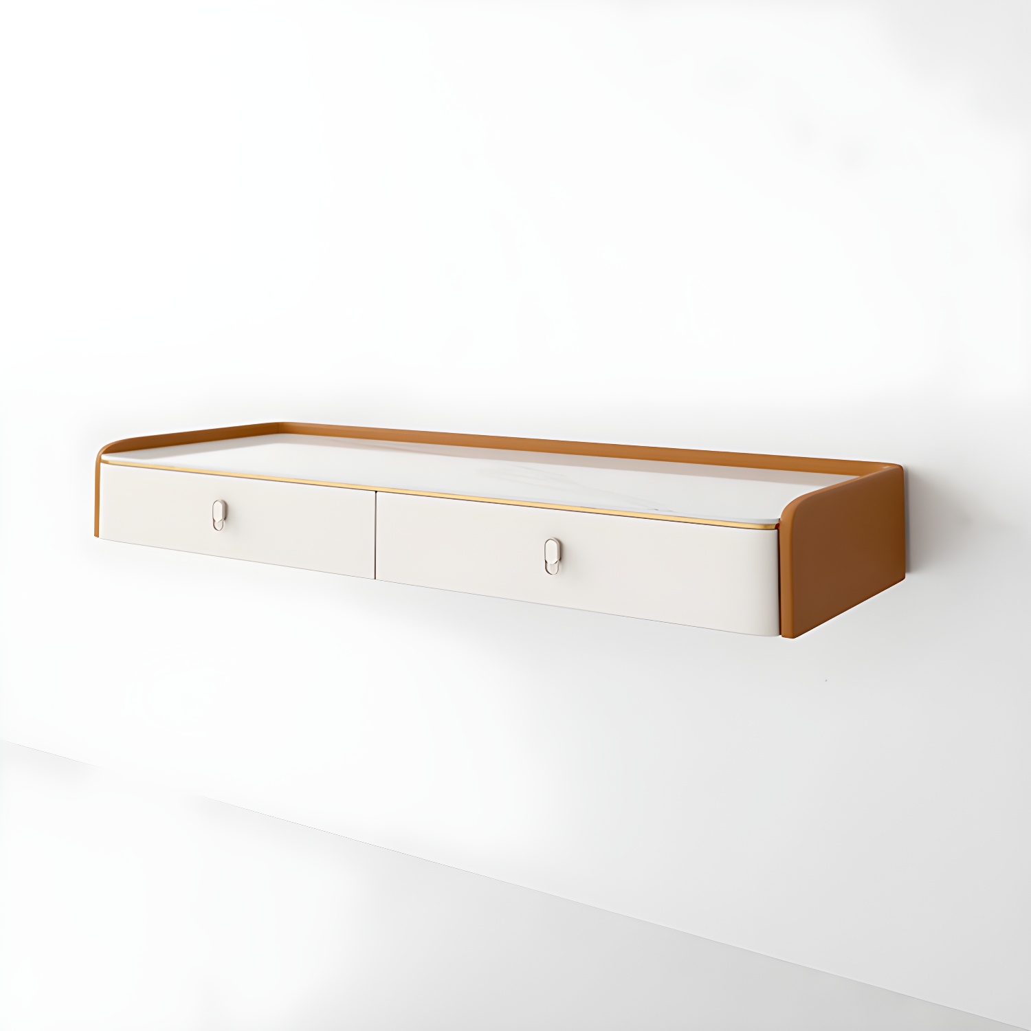 Glam Style Off-white Slate Countertop Wall Mounted with 1/2 Drawer Dresser - image 5