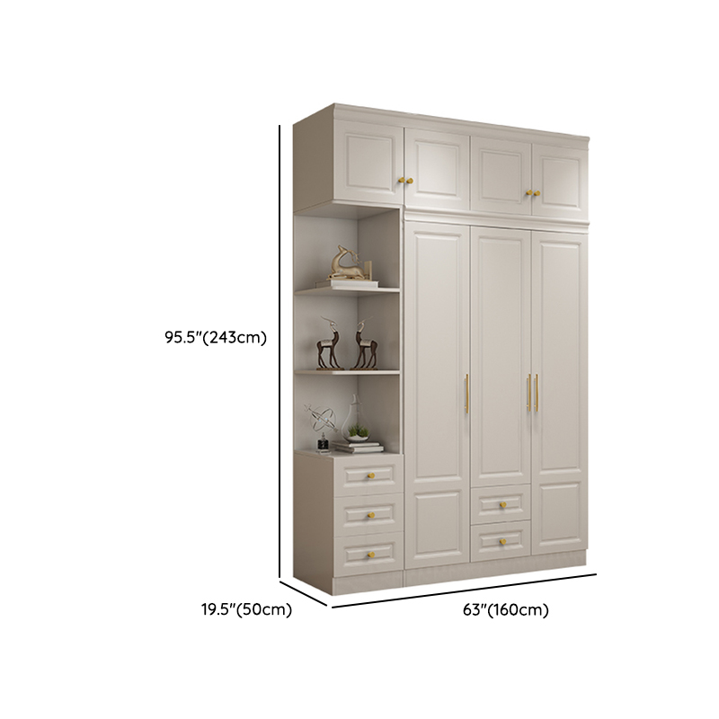 White Minimalist Lumber Wardrobe Closet with Soft Close Drawer, Soft Close Door, Interior Shelves, and Clothing Rod - image 25
