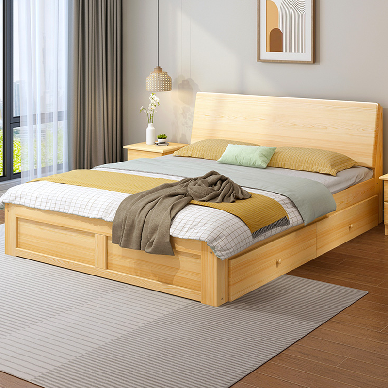 Casual Pine Wood Cabinet Bed/Pallet Bed Frame with 2 Drawers - image 3