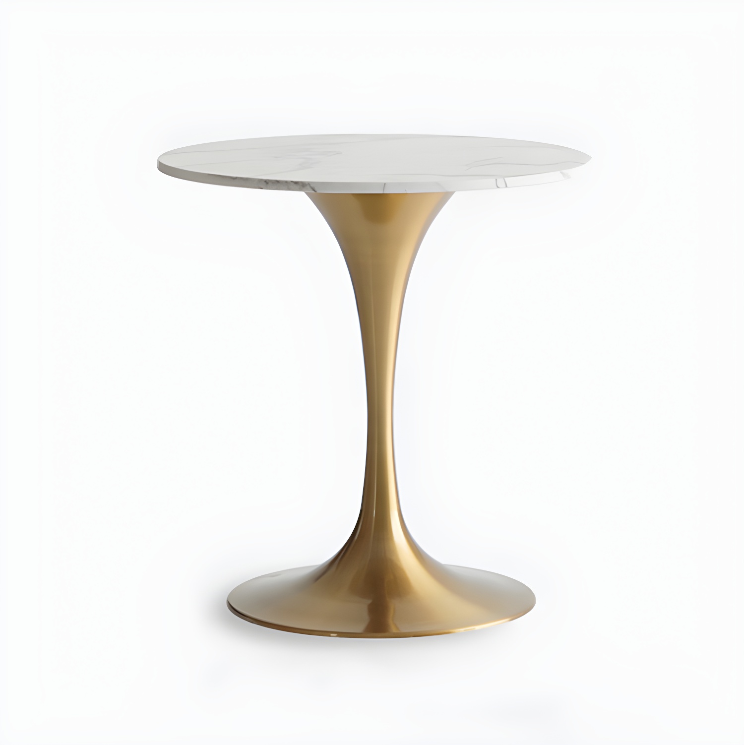Metal Modern Round Dining Table Marble Top Indoor Table with Tulip Base - image 5