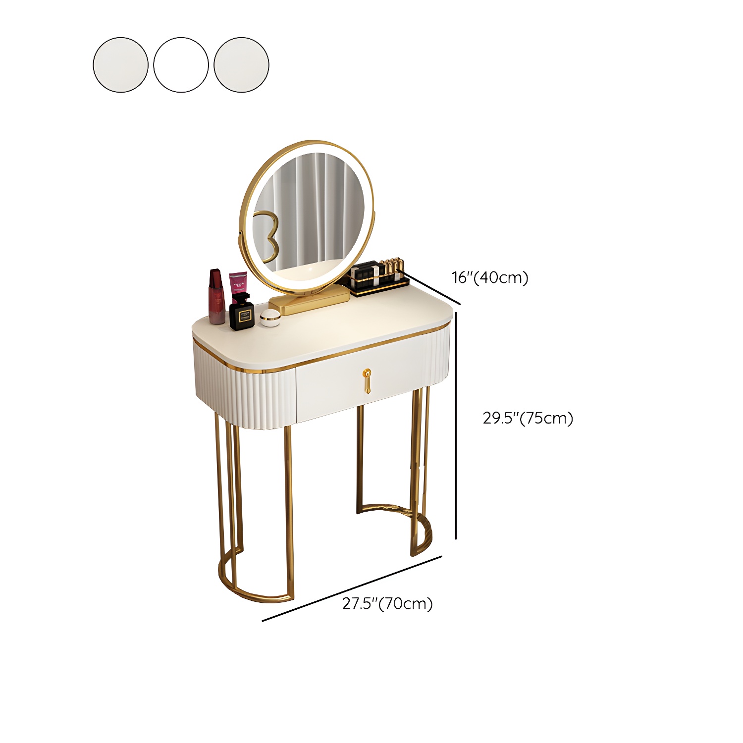 Glam 29.52" Height Makeup Vanity Set with Drawer and Mirror Vanity - image 23