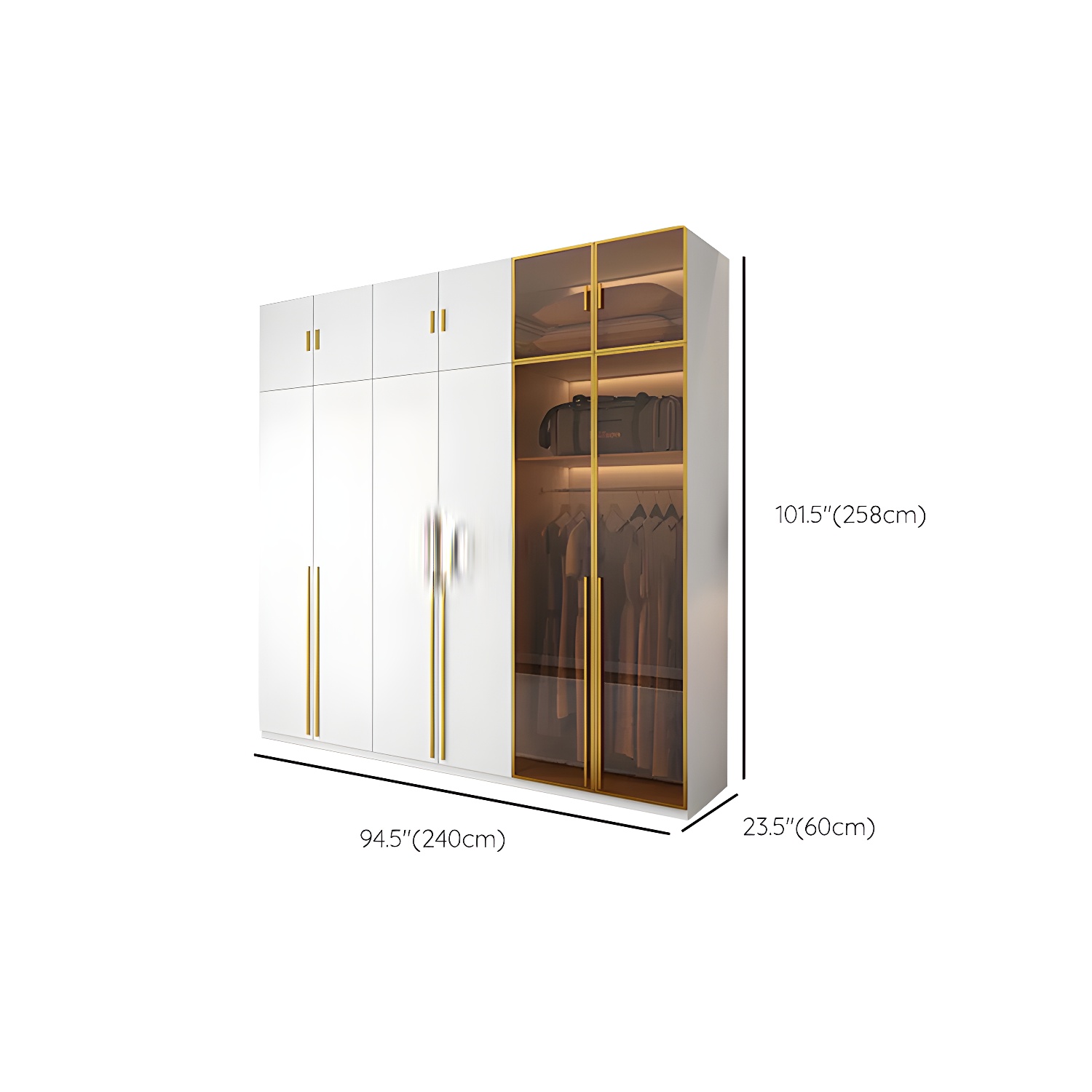 Modern White Wood Frame Wardrobe Armoire Freestanding Wardrobe with Soft Close Drawers - image 25