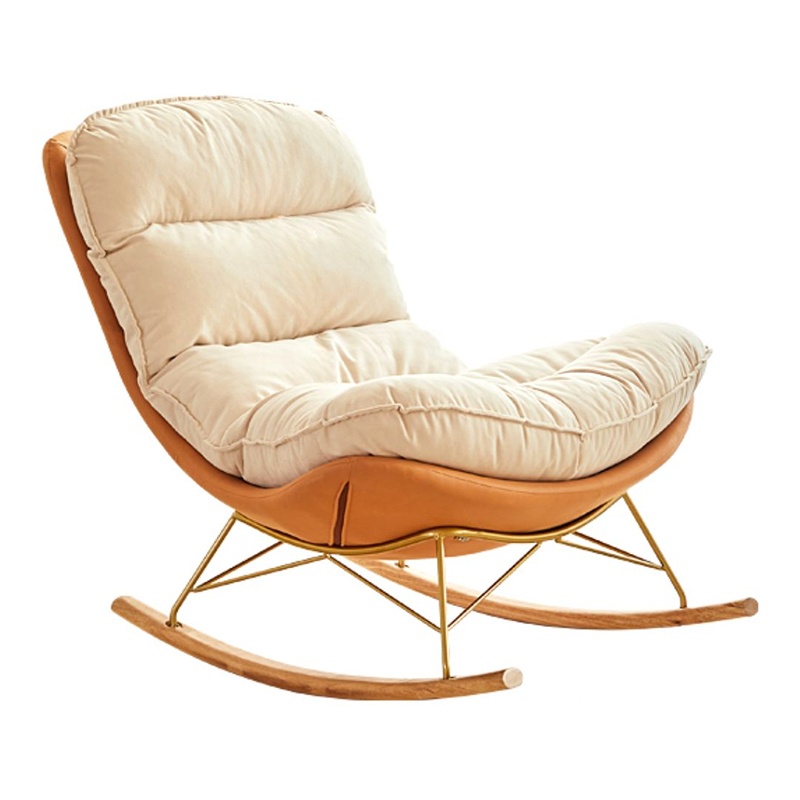Trendy Faux Leather Upholstered Rocking Chair Couch with Footstool , Spindle Back and Resistant To Dirt - image 10