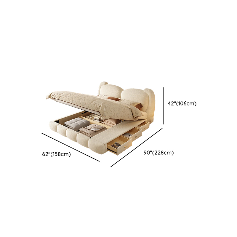 Solid Color Storage Included Panel Bed with 3 Storage Boxes and Panel Headboard, Upholstered in Sponge - image 14