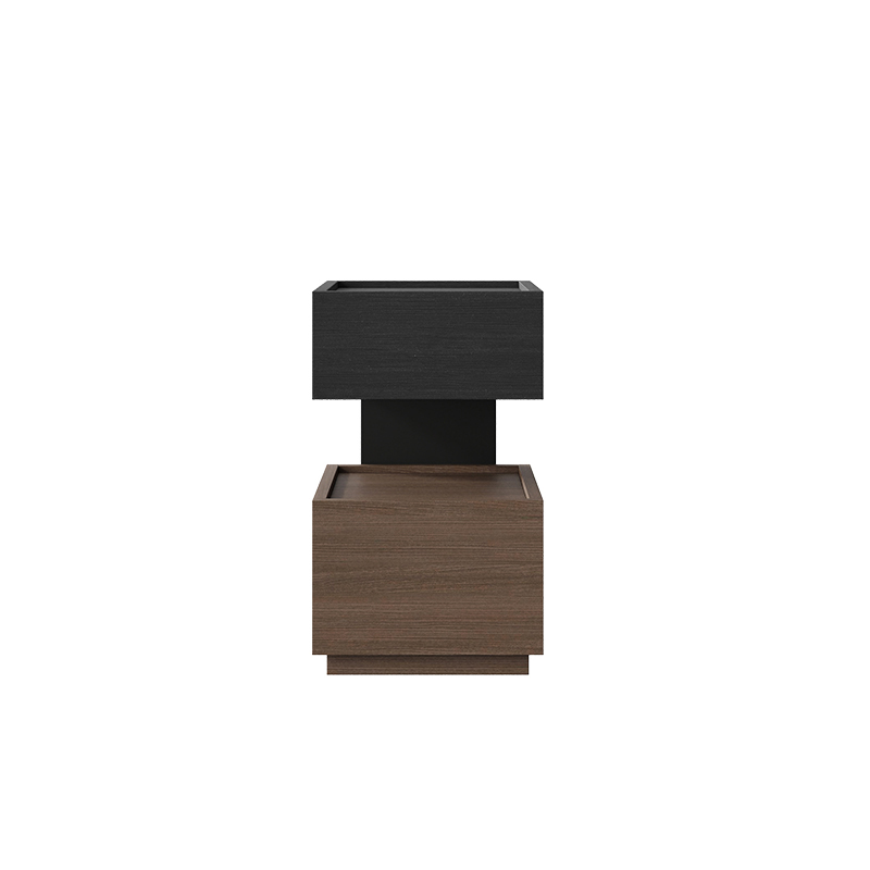 Modish Nightstand With Drawer Organization Featuring 2 Drawers, 1 Shelf, and Lumber Countertop