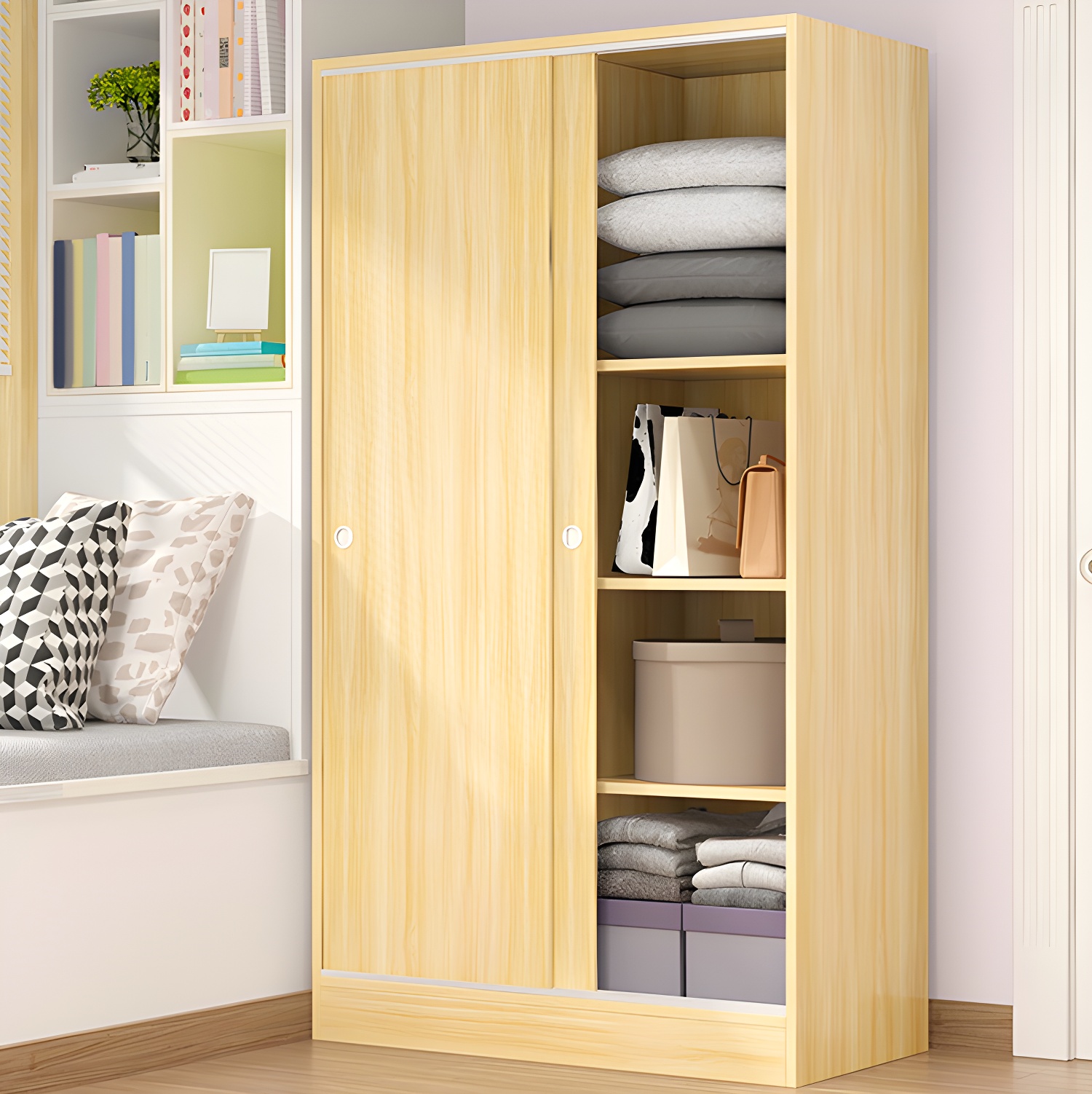 Contemporary Wardrobe Cabinet Sliding Storage Cabinet for Home - image 4