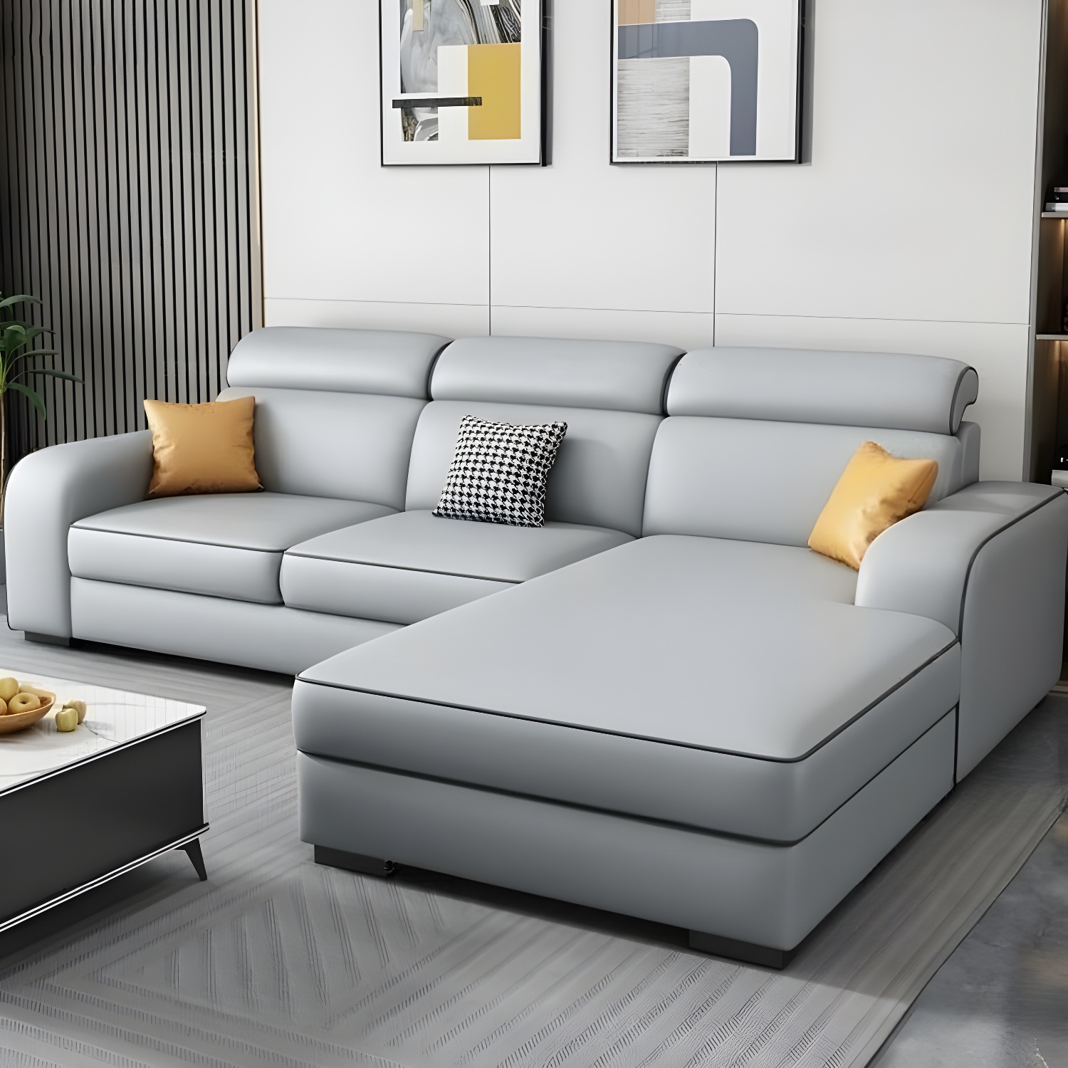 Contemporary Sectional Sofa with Adjustable Pillow and Scratch Resistant Upholstery - image 6