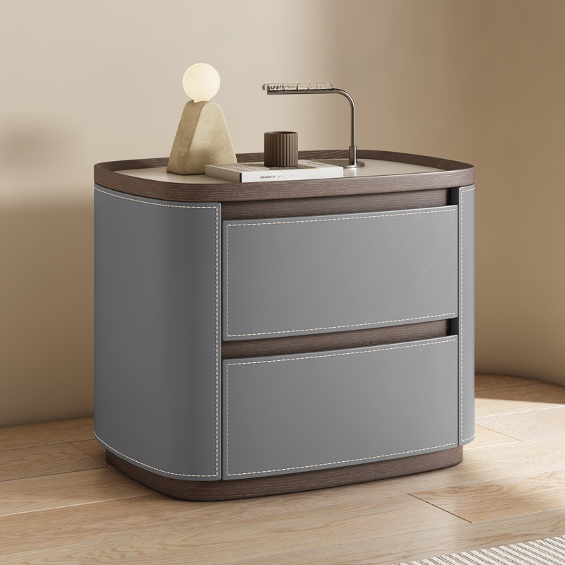 Modern Simple Style Nightstand With Drawer Storage Featuring 2 Drawers and Stone Countertop - image 3