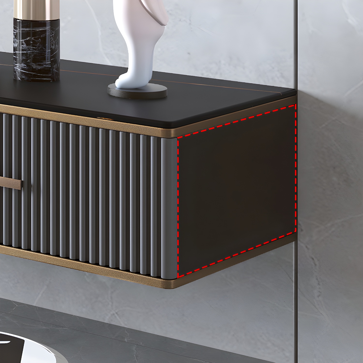 2 Drawers Contemporary TV Stand Stone Wall-mounted TV Cabinet - image 10