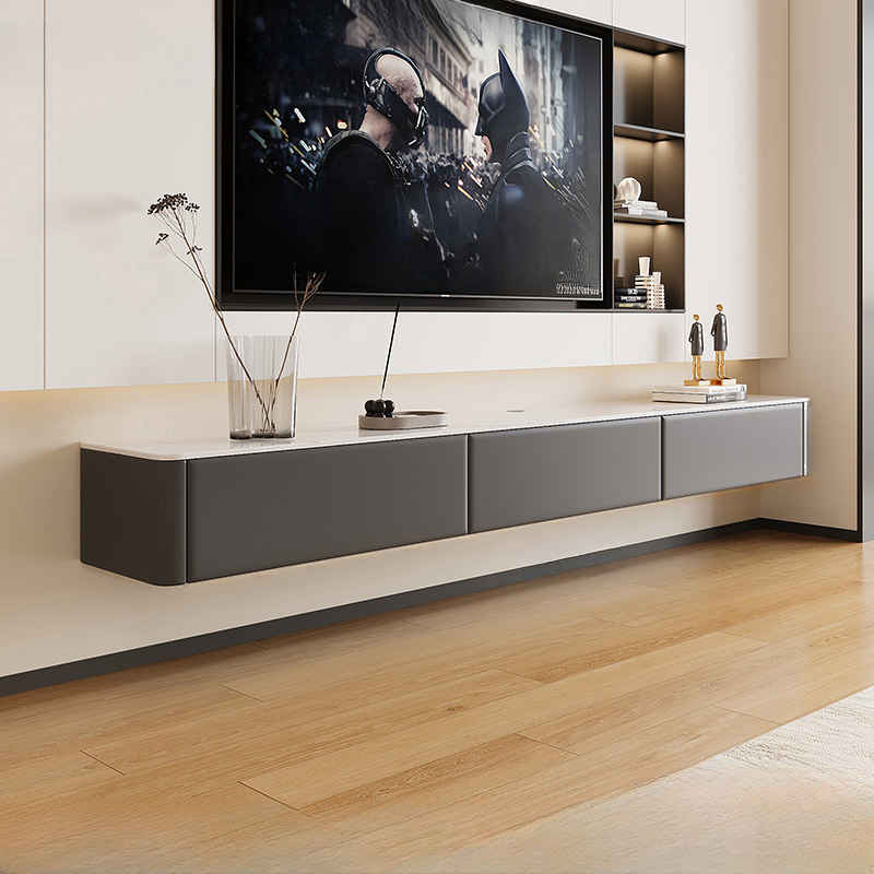 Art Deco Stone Rectangular TV Stand with 2 Drawers and 2 Cabinets Featuring Cable Management - image 2
