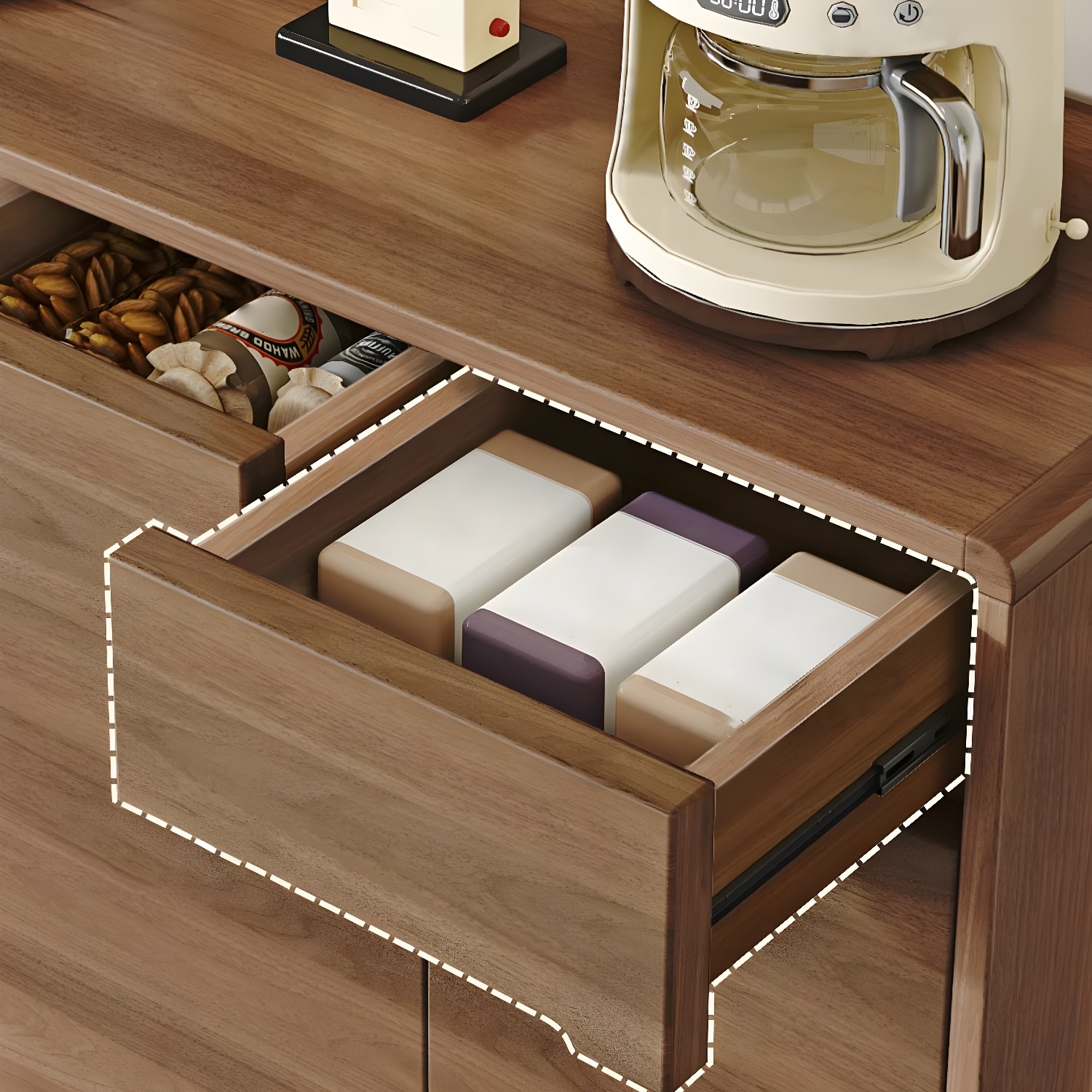 Contemporary Engineered Wood Free-standing Sideboard with Glass Door and Adjustable Shelves - image 8
