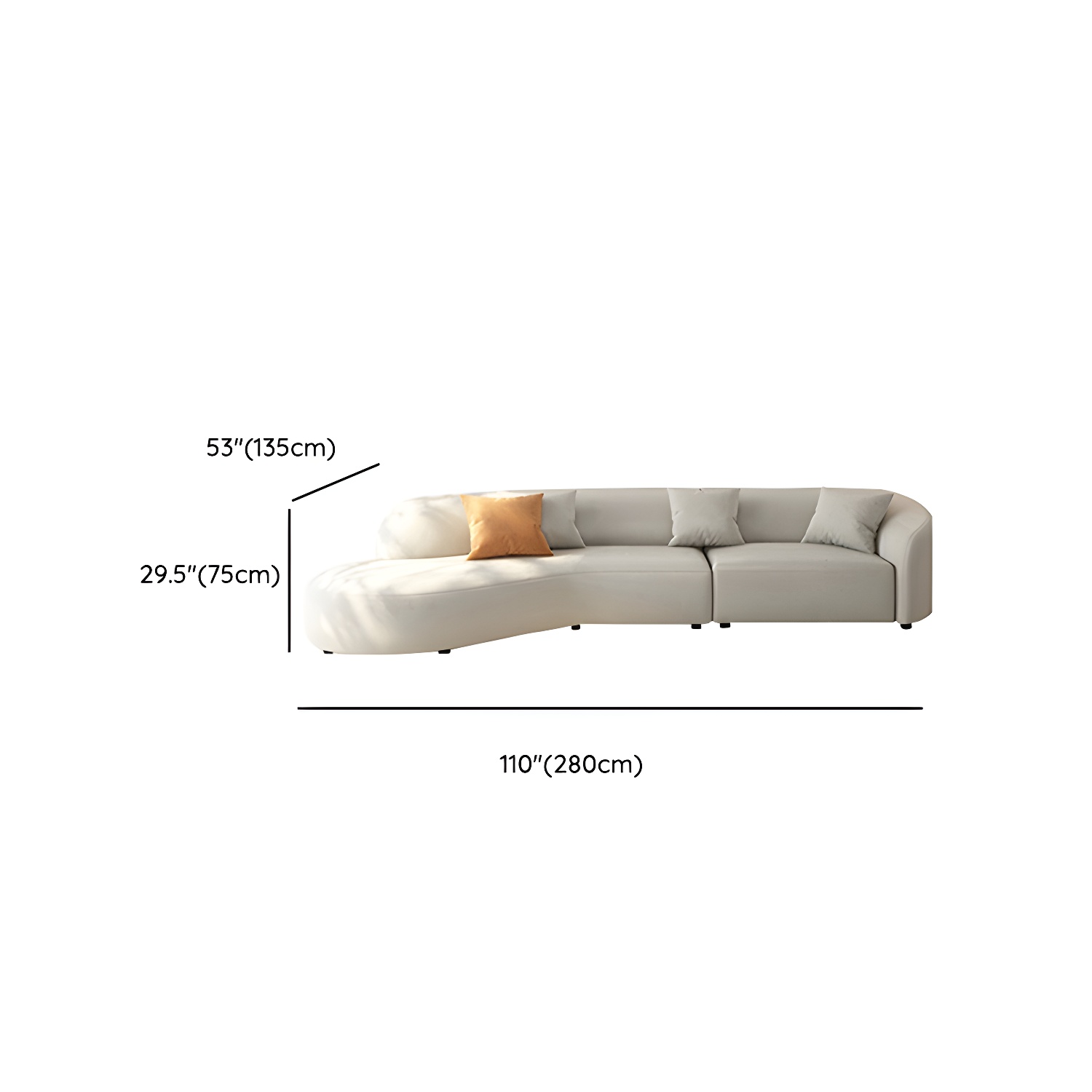 Modern Beige Tech Cloth Stationary Sectional Sofa with Wood Frame and Flared Arms - image 16