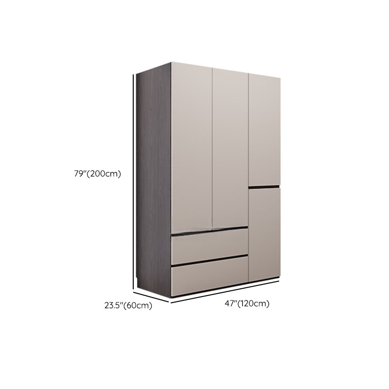 Light Gray Modish Manufactured Wood Independent Armoire Cabinet with 2 Drawers/4 Drawers, Interior Shelves, and Clothing Rod - image 8