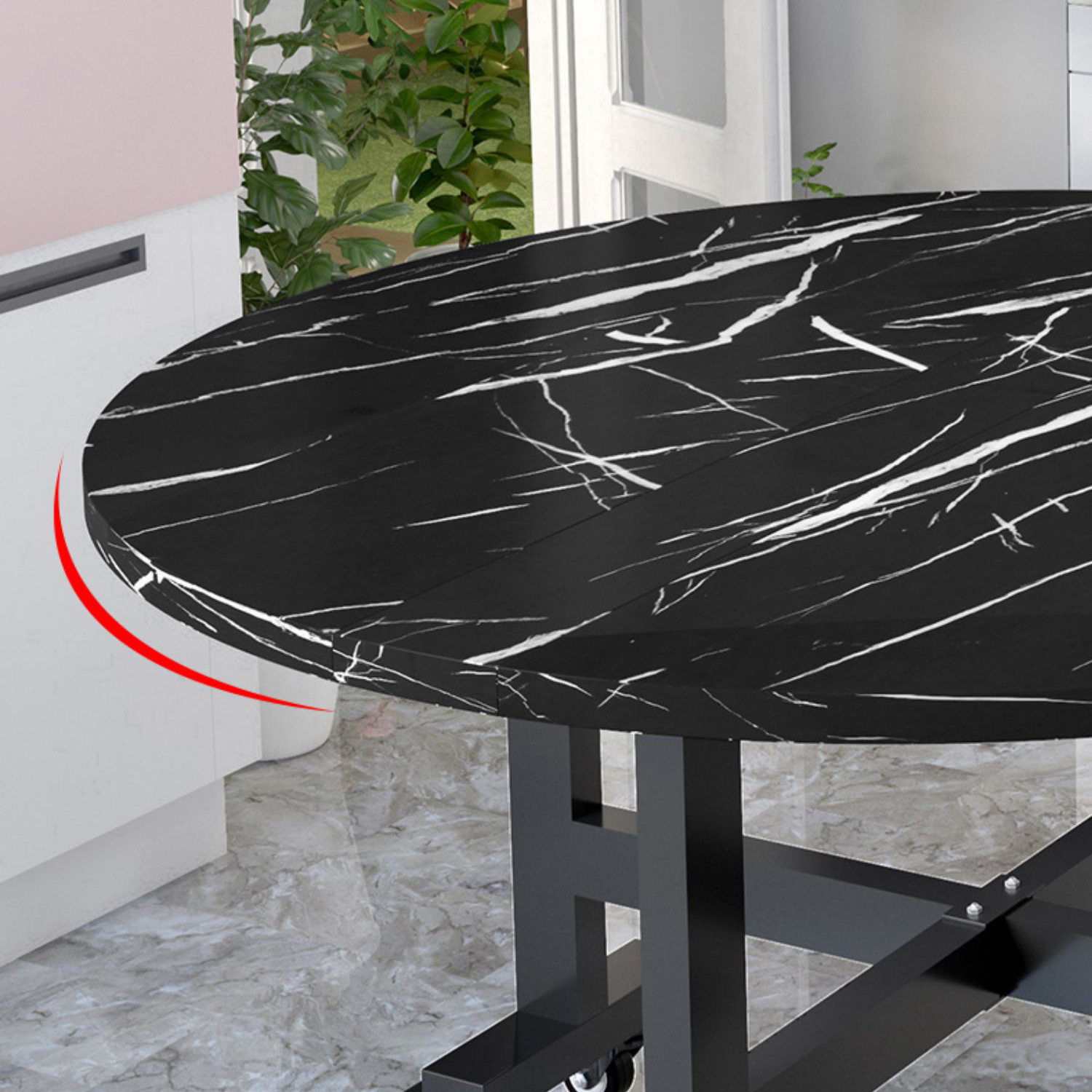 Mid-Century Round Shape Table MDF Folding Standard Dining Table for Kitchen - image 8