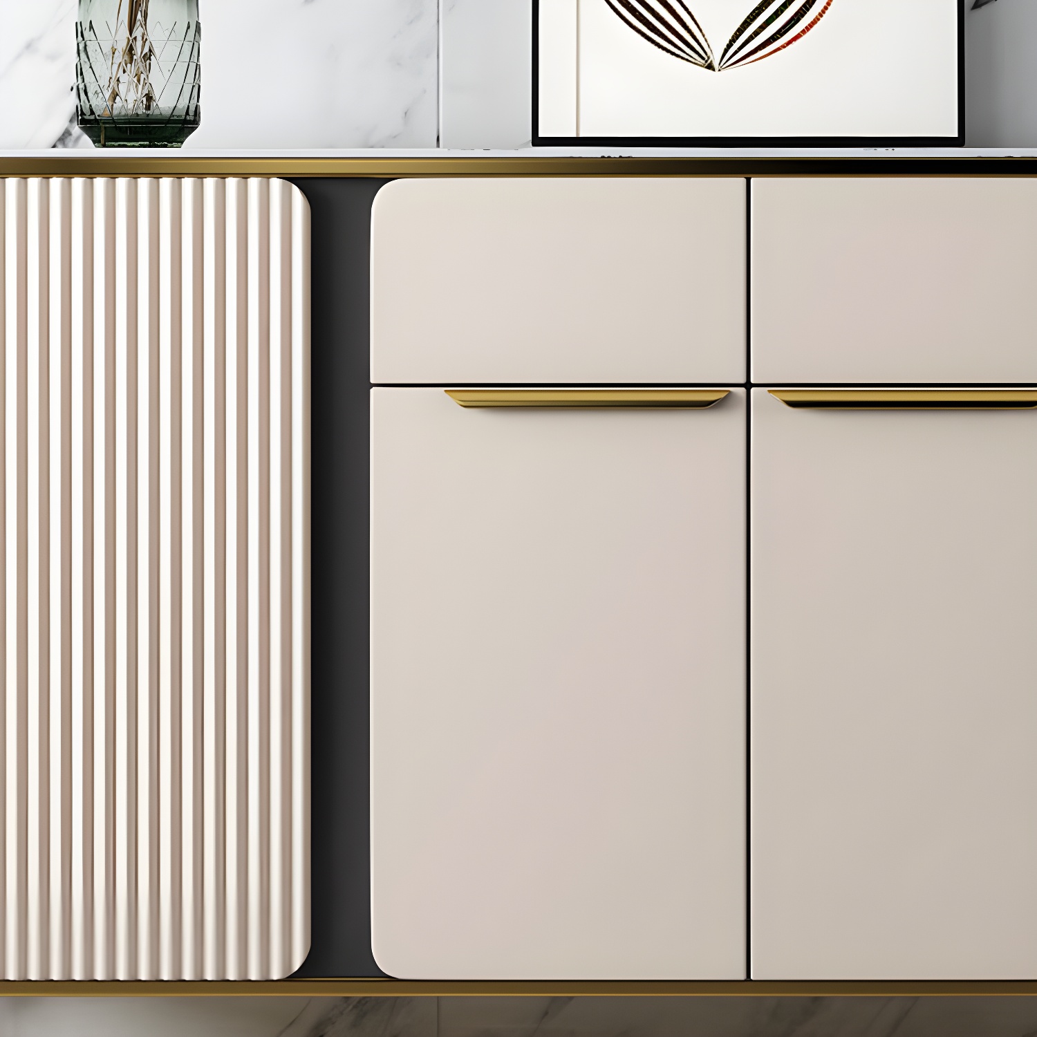 Modernism Sideboard 2 Drawers Server Cabinet with Storage for Dining Room - image 6