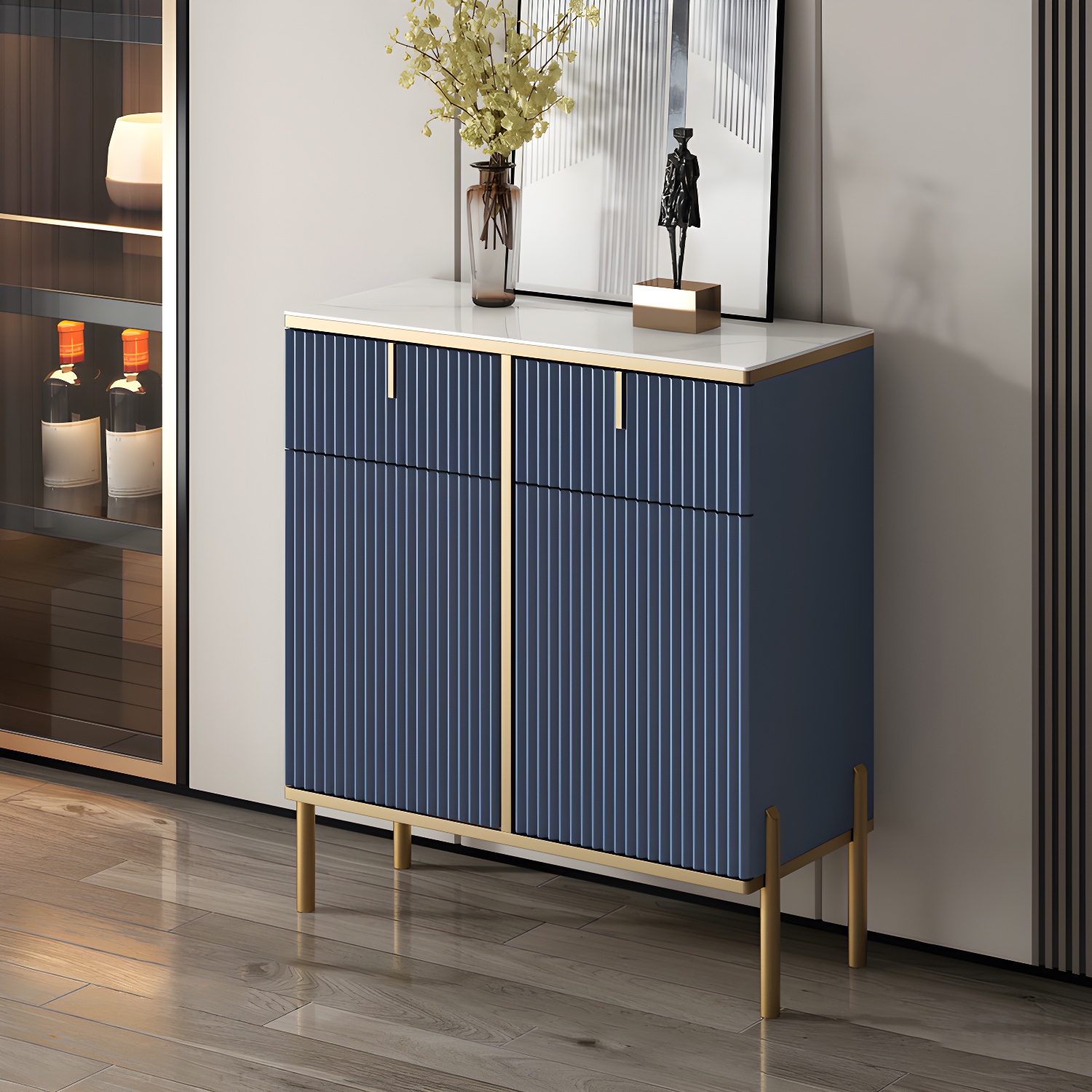 Glam Sideboard Stone Top Sideboard with Door for Living Room - image 2