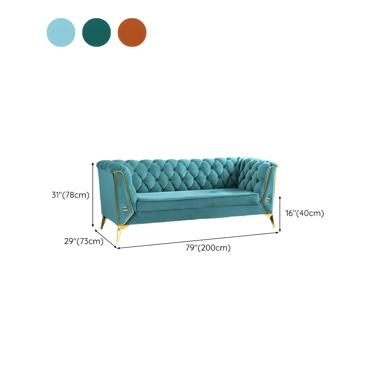Glam Wood Frame Standard Sofa with Tuxedo Arms in Solid Color - image 26