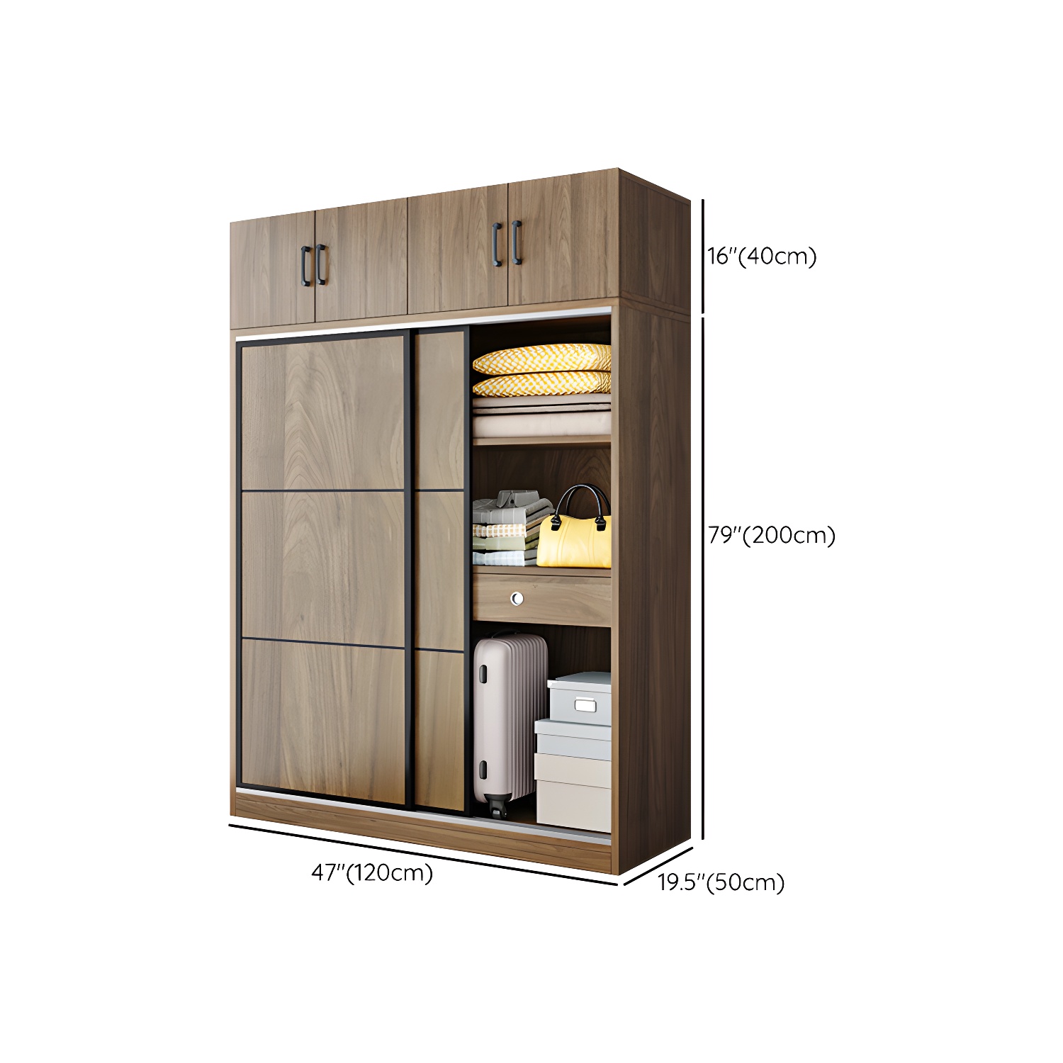 Modern Style Freestanding Wardrobe Pine Wood Wardrobe with Drawer - image 21