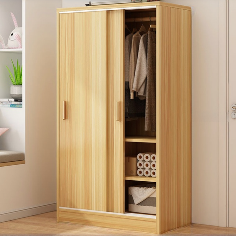 Modern Reclaimed Wood Wardrobe Armoire with Soft Close Door, Interior Shelves, and Hanging Rod