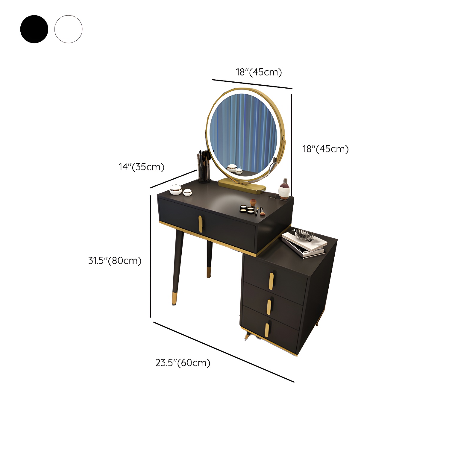 Contemporary Make-up Vanity with Wooden Top and Drawers for Bedroom - image 13