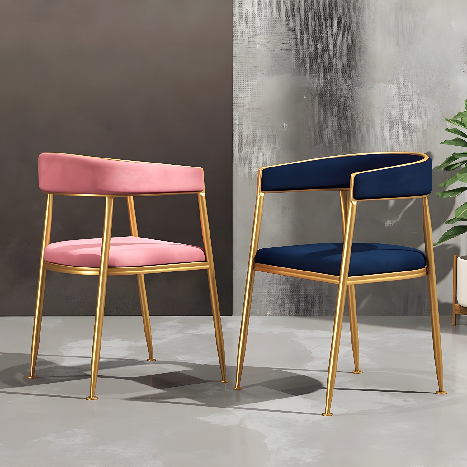 Glam Gold Metal Arm Chair Open Back Dining Side Chair with Upholstered - image 13